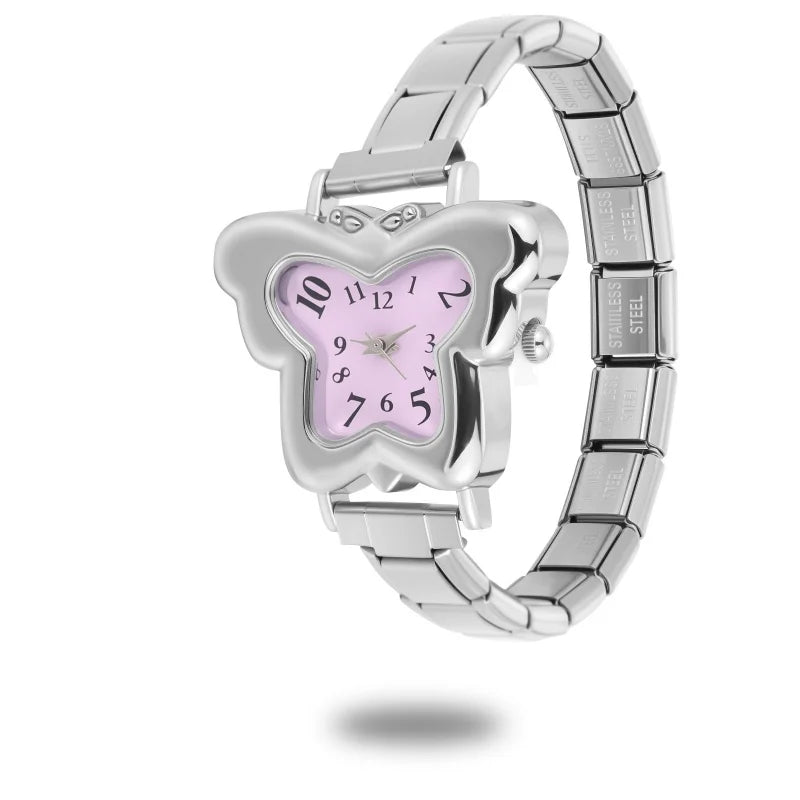 Wholesale Women's Men DIY 9MM Width Italian Elastic Charm Stainless Heart Shape Watch Bracelet Bangle For Birthday Jewelry Gifts Qme Style 28