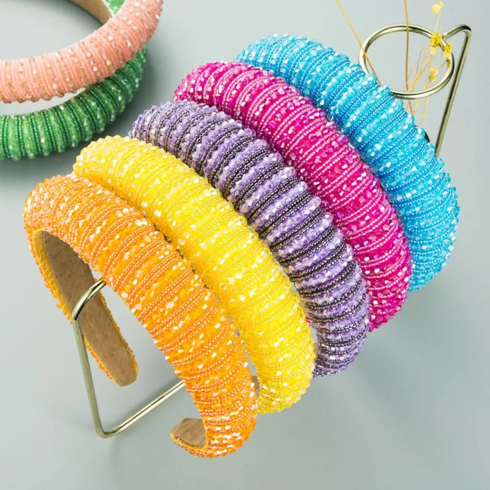 Luxury Elegant Baroque Crystal Headband Beads Blingbling Sponge Qme