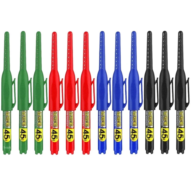 1- Waterproof Deep Hole Marker Pens Long Nib Head Carpenter Pen Black