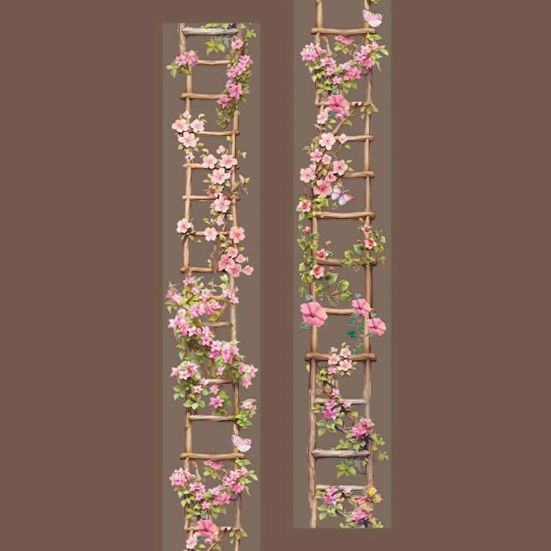 Washi Tape 40mm*2m Flower Ladder Garden Landscaping Tape - Handbook Stationery for DIY Handmade & Scrapbook Diary Decoration Qme 3