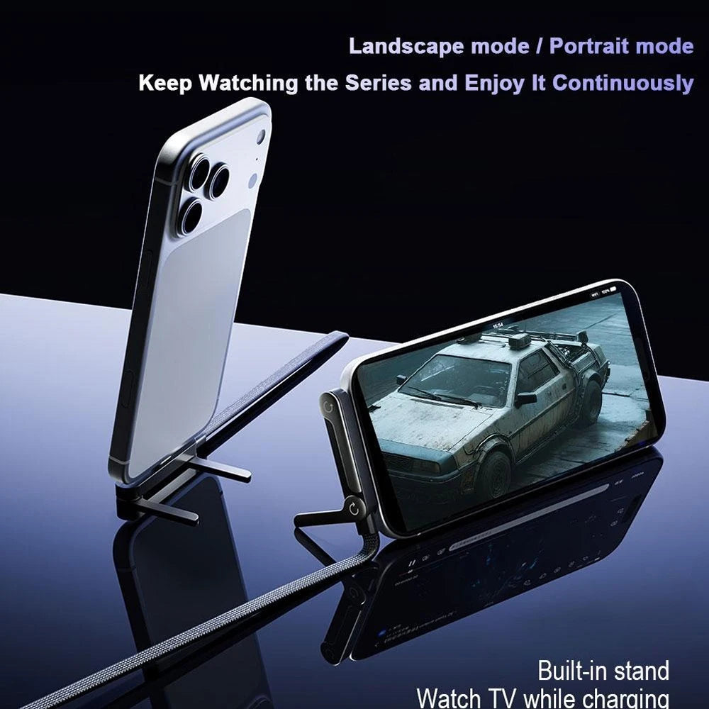USB C to Type C 240W 2 IN 1 Cable Foldable Holder Data Cord Fast Charging Braided Elbow PD Wire For iPhone 17 16 Samsung Xiaomi Qme