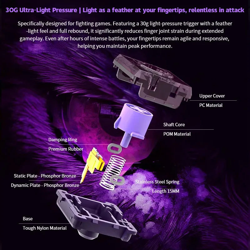 Kailh Purple Iris Silent Switch 30g Purple Iris Mini Low Profile Switches Fast Actuation Silent Switches HITBOX Keyboards Switch Qme