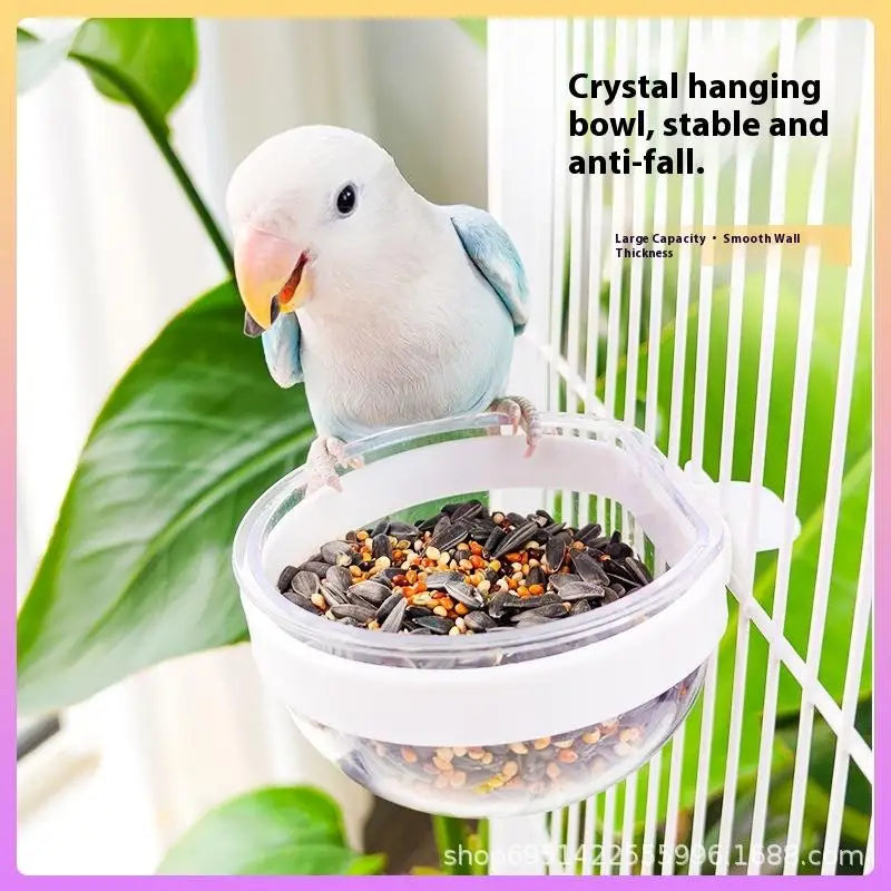 Cage Convenient Hanging Seed Water Feeder Parrots Bird Feeding Bowl Qme