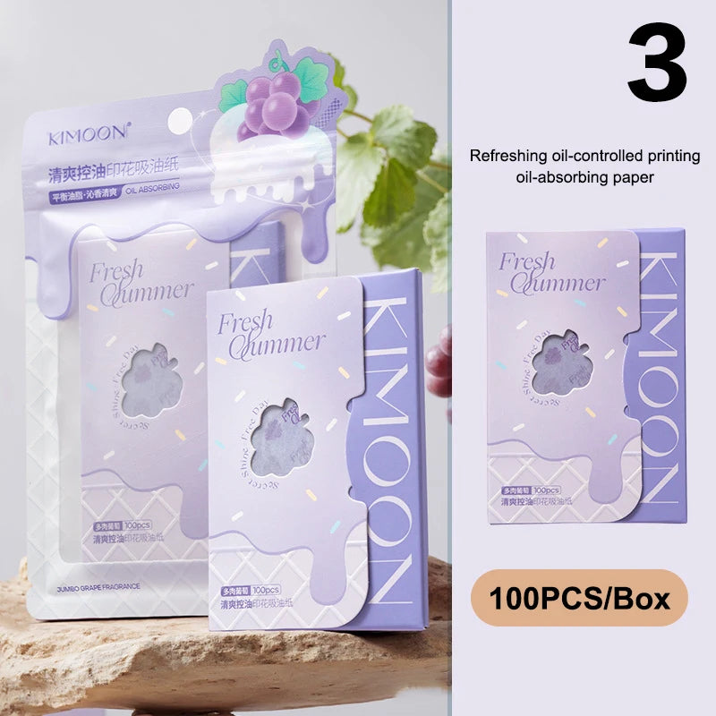 100 Sheets Portable Blotting Papers Oil-absorbing Facial Wipes Oil Qme 3