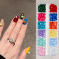 12 Grids Sparkling Aurora Flat Back Colorful Beads Nail Art Charms 3D Qme Default Title