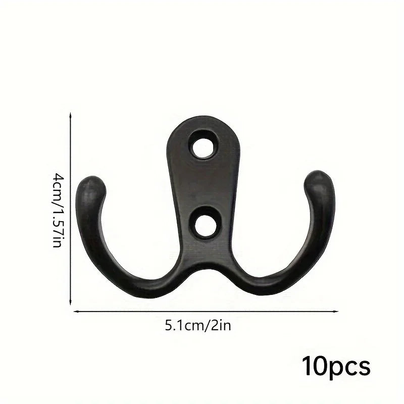 Coat Hook Wall-mounted, Heavy-duty Metal Double Hook With 20 Screws, Wall Single Hook Hanging Robes, Towels, Keys, Jackets Qme