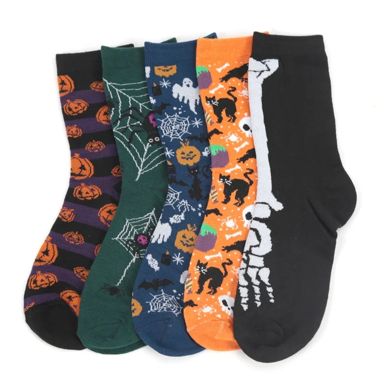 Anime Funny Socks Halloween Women Creative Cosplay Hip Hop Novelty Harajuku Bone Spider Web Male Skateboard Japanese Long Socks Qme
