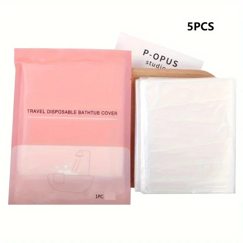 5 disposable portable bathtub covers lined with plastic bags for salon, home and hotel tubs Qme