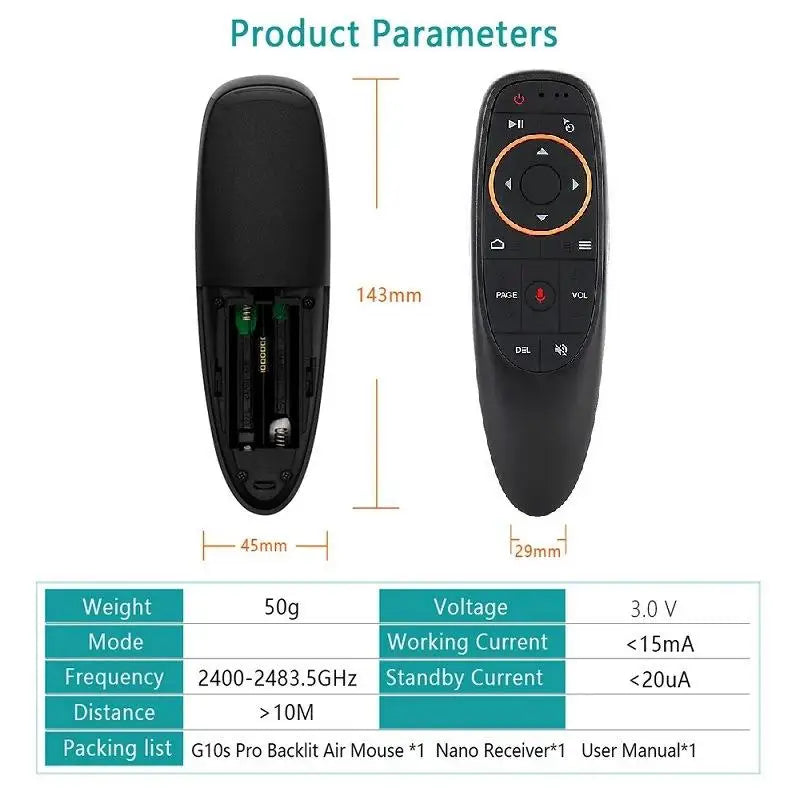 GAMINJA G10S Air Mouse Voice Remote Control Wireless Gyroscope IR Qme