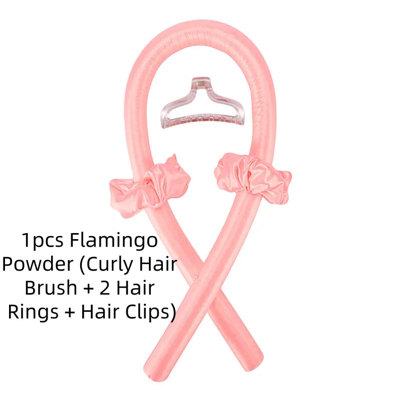 1/3/5pcs mix Woman Foam Heatless Curling Rod Headband Make Hair Soft Shiny Hair Curler Iron Hairdressing Big Wave Curling Qme 1pcs Flamingo powder