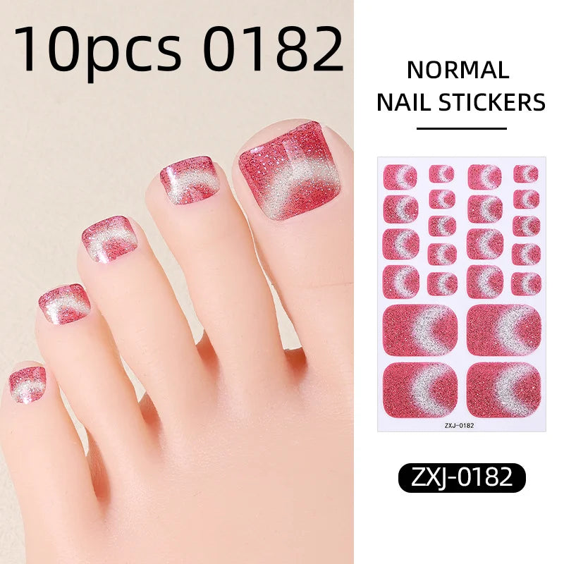 Cat Eye Style Nail Art Stickers Self adhesive Stickers For Toe Nails Full Cover Toenail Polish Stickers DIY Foot Decals Qme 10pcs 0182