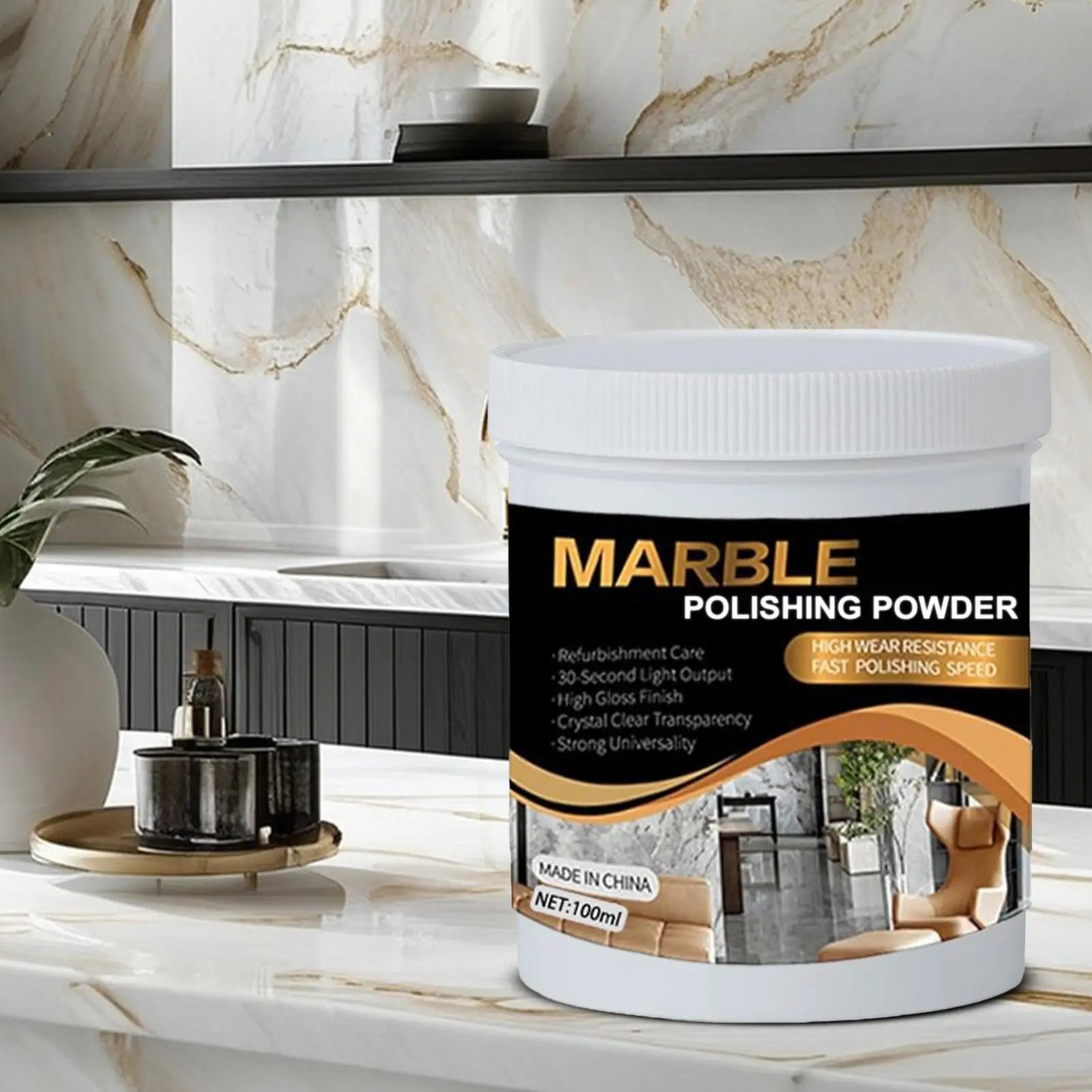 Granite Polishs 100ml Stone CountertopPolish Marble Cleaner Deep Cleaning Restorer Polishing Supplies For Porcelain Shower Sink Qme