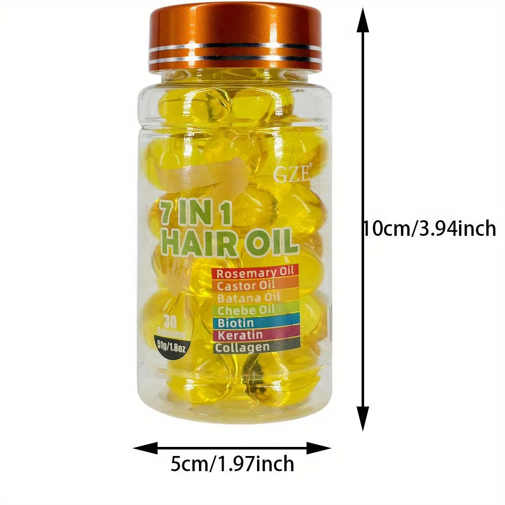 GZE 7-IN-1 Hair Oil Enriched With Rosemary Oil Castor Oil Batana Oil Chebe Oil Biotin Keratin Collagen Hydrating Smoothing Qme