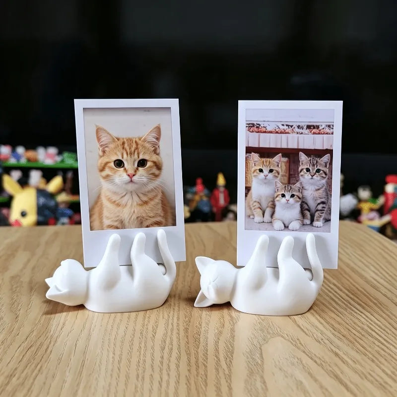 3pcs Cat Lying Down Photo Stand/Adorable Kitten-Shaped Photo Display Holder/Mini Desktop Ornament Qme