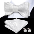 Hi-Tie Classic Bow Ties for Men Butterfly Self-Tied Male Bowtie Pocket Square Cufflinks Set Jacquard Paisley Wedding Event Party Qme HT-LH-2310