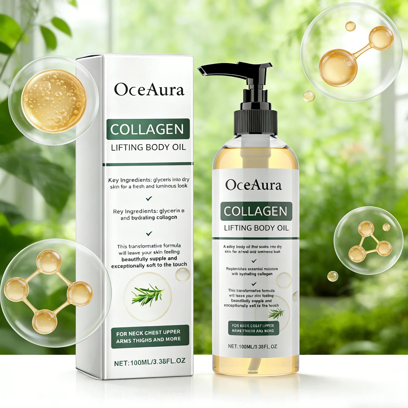 Collagen Body Oil Tighten Skin Lifting Increase Body Elasticity Massage Repair Moisturizing Non-greasy Essential Care Oil 100ml Qme