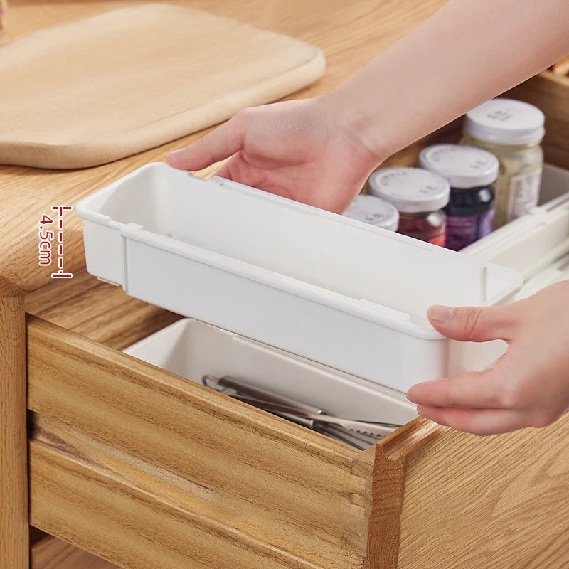 Cutlery Holder White Organizer Drawer Expandable Utensil Tray Kitchen Qme