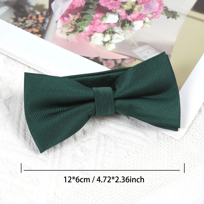 Men's Solid Bow Tie Sets Including Exquisite Cufflinks Soft Qme