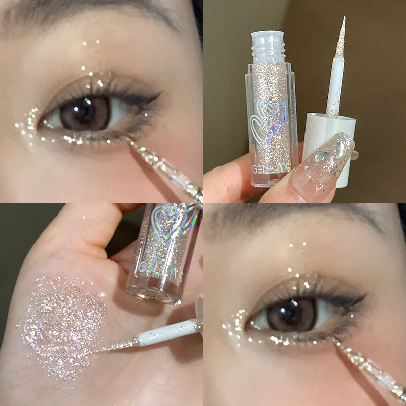Sparkling Pink Sequins Liquid Eyeshadow Pigmented Shimmer Eye Liner Pointed Pen Loose Glitter Glue For Eye Crystals Makeup Tool Qme 05
