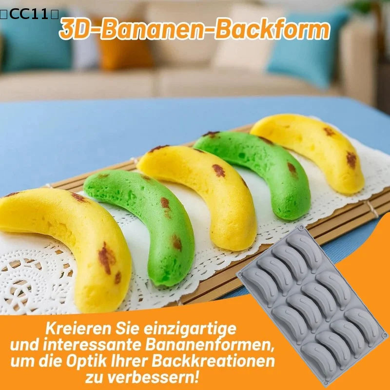 12 Cells Banana Design Food Grade Silicone Cake Molds Fruit Mousse Qme