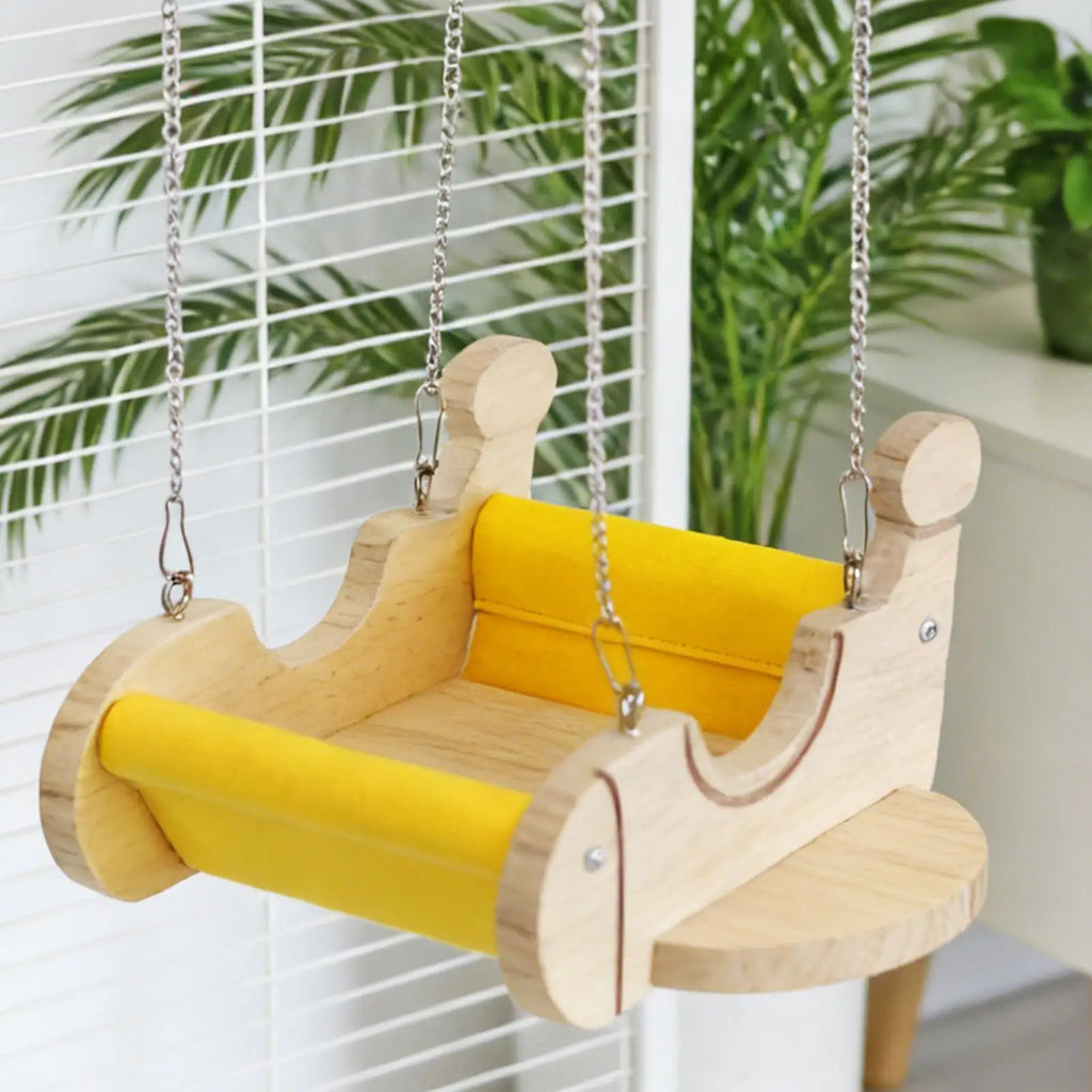Ferret Hammock Airplane Shape Wooden Resting Swing for Pet Small Pet Swing Toy for Gerbil Hamster Dwarf Hedgehog Chinchilla Qme