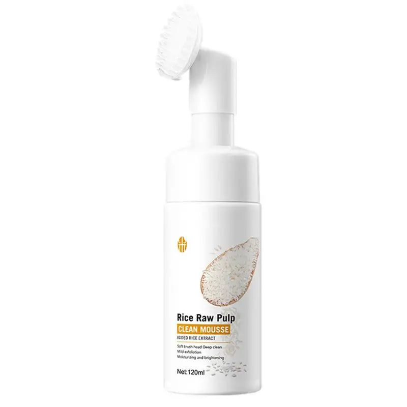 Rice Water Face Cleanser Raw Pulp Foaming Facial Soothing Brush Head Qme