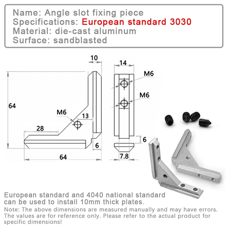 2 Angle Slot Connector 2020 3030 4040 Panel Iinstallation Board Qme 3030 4pcs