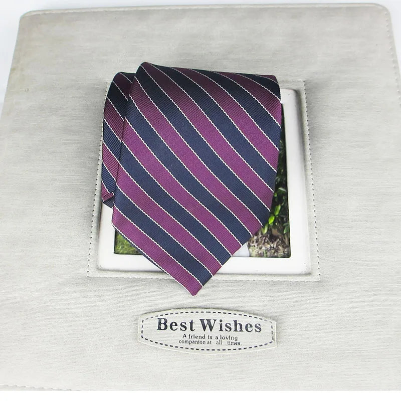 Silk Polyester Tie Stripe Slim Necktie Navy Blue Burgundy Men Women Qme rt-1
