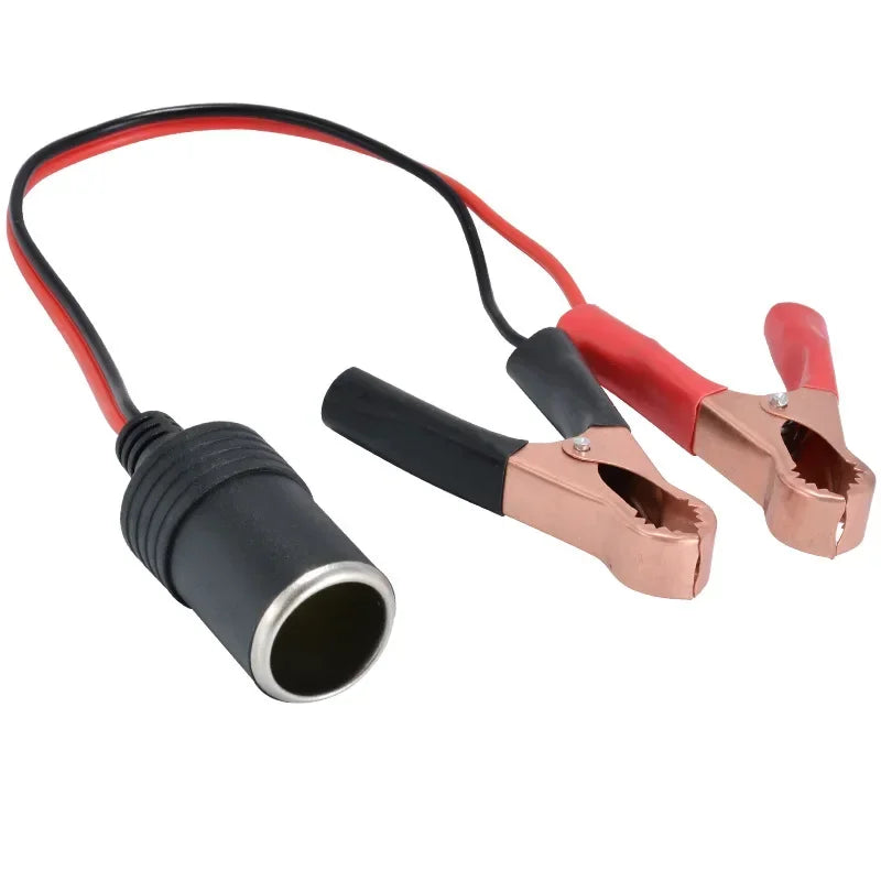Car Battery Terminal Clamp Clip Cigarette Lighter Power Socket Adaptor 12V Camping Battery Pump Power Adapter Splitter Qme