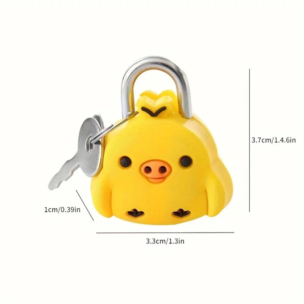 3/4pcs Mini Padlock Safety Lock With Key, Cute Cartoon Doll, Animal Padlock, Children's Gift Qme