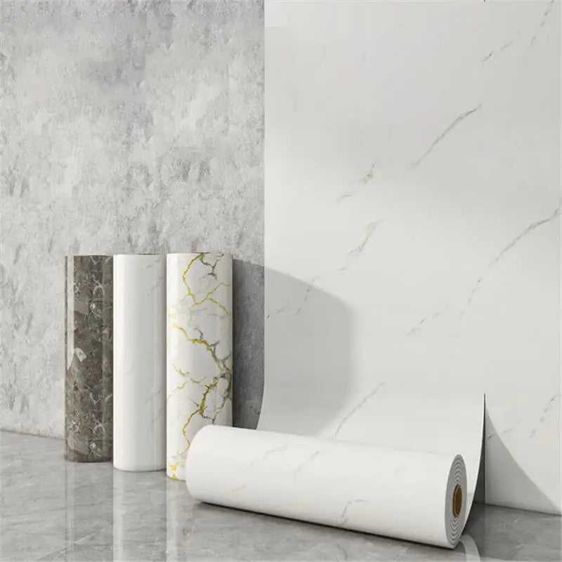 1 Roll 40cm Thick Foam Marble Wallpaper Waterproof and Antifouling Wall Sticker Self-Adhesive Wallpaper Bedroom Decoration Qme