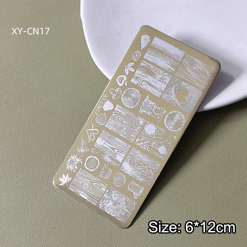 12x6cm Golden Rectangular Nail Stamping Plate Bowknot Butterfly Qme 17
