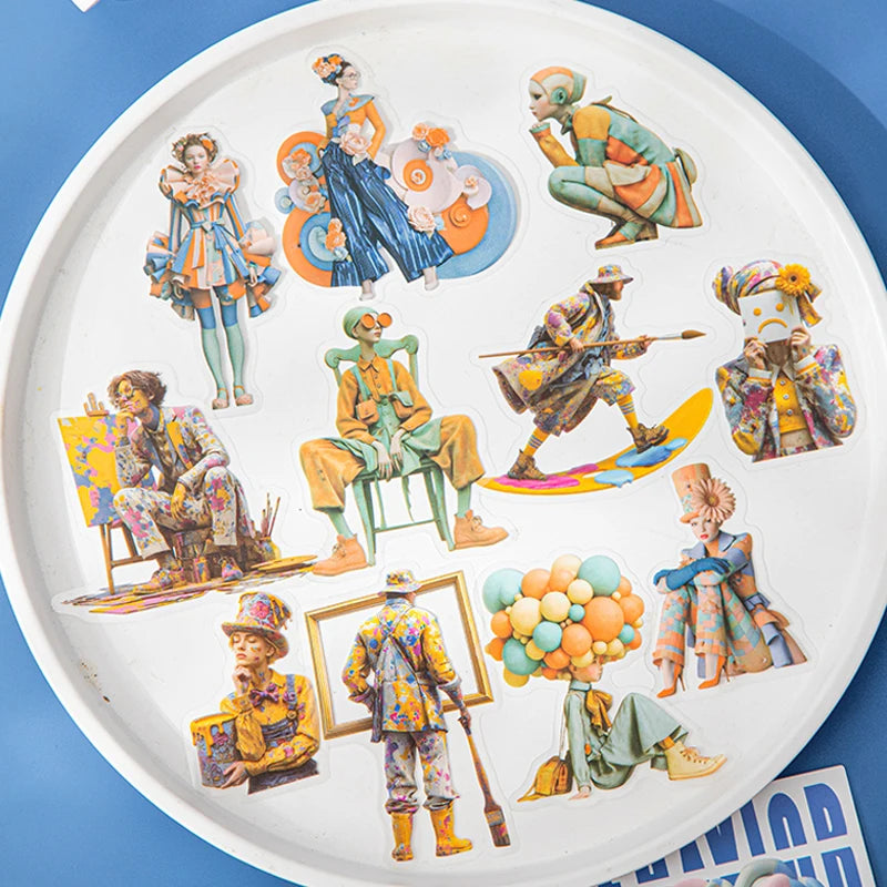 European Artist Character Sticker Pack, Fantasy Collage Supplies for Junk Journaling, DIY Crafts, Stationery Decoration Qme