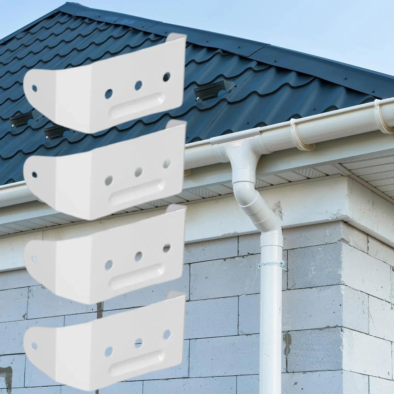 Downspout Bracket Gutter Mount Clamp Holders House Wall Home Outdoor Qme