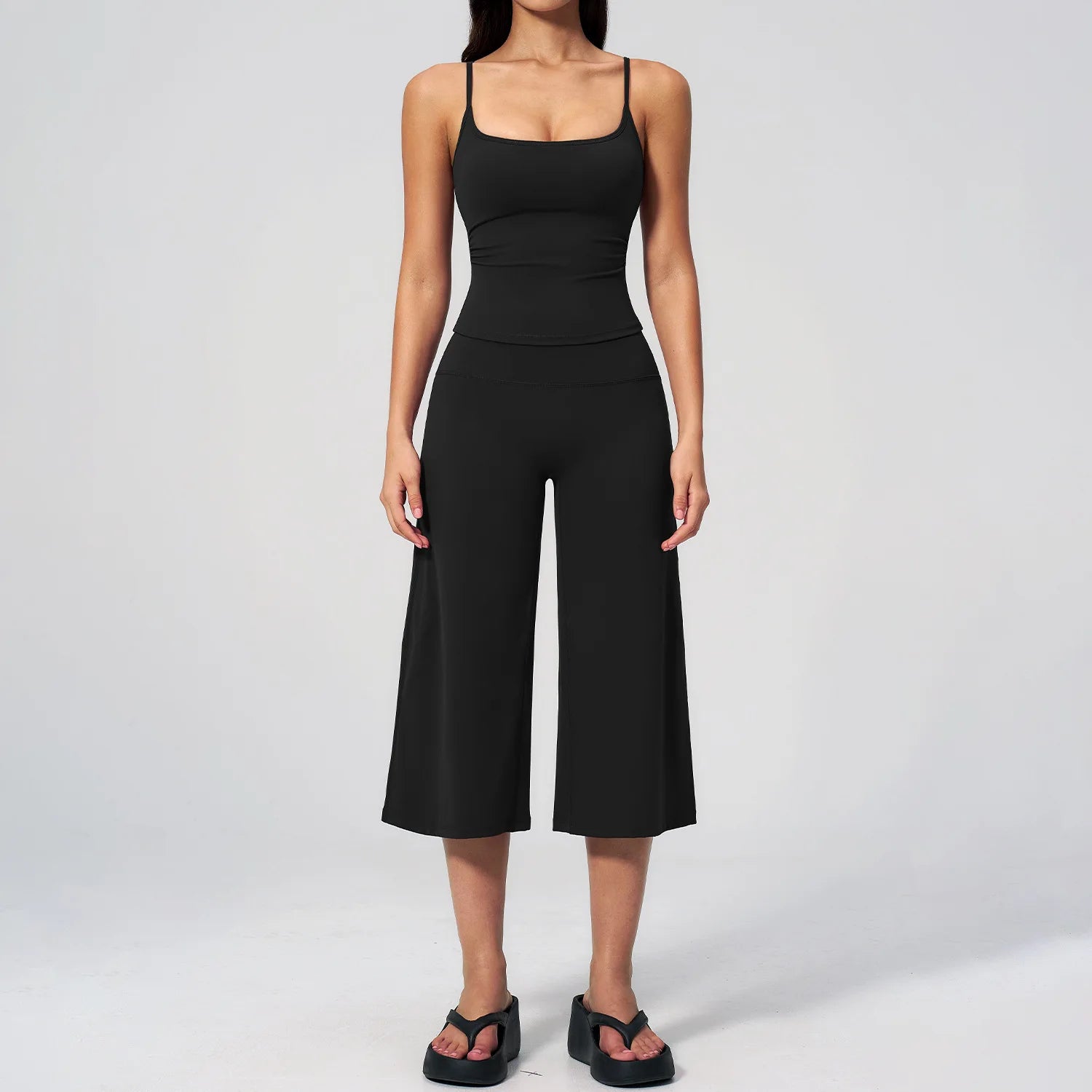 A Summer Yoga Set 2 Pieces Women Tracksuit Workout Clothes Sports Outfits High Waist Fitness Sports Suit Female Gym Clothes Qme Advanced Black S