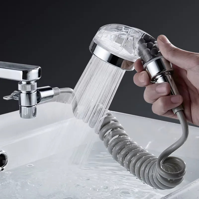Shower Faucet External Washbasin Swimming Pool Shampoo Shower Extender Bathroom Hand Washing Shower Booster Nozzle Kit Qme