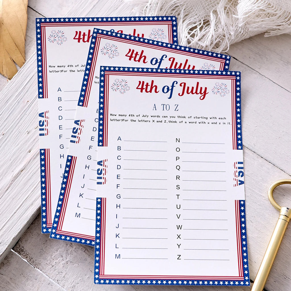 5–50Pcs “A to Z” Themed Game Cards with Star Borders—Creative Independence Day Gifts, Board Games, and Party Supplies Qme