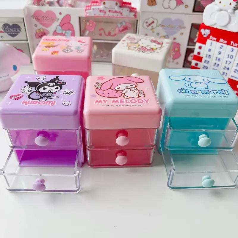 Hello Kitty Kuromi Japanese-style Cartoon Desktop Organizer Cute Mini Qme