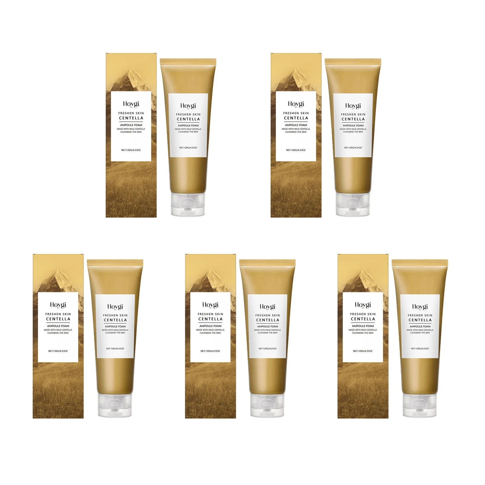 Centella Facial Cleanser Gentle Deep Cleansing Foam Oil Control Soothing Refreshing Pore Care Moisture Lock for Soft Smooth Skin Qme 5 x 120g Boxed
