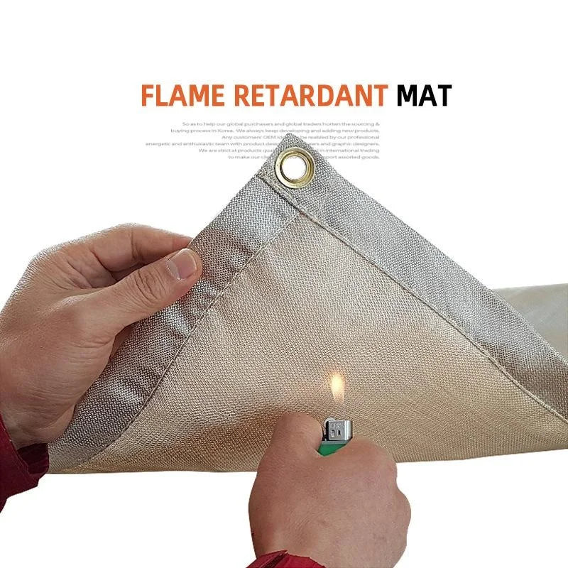 Outdoor Camping Fireproof Cloth Picnic Barbecue Insulation Mat Flame Qme