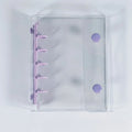 Transparent PVC Binder Cover 5-Hole Tri-fold Design Mini Notepad Qme M5 Purple