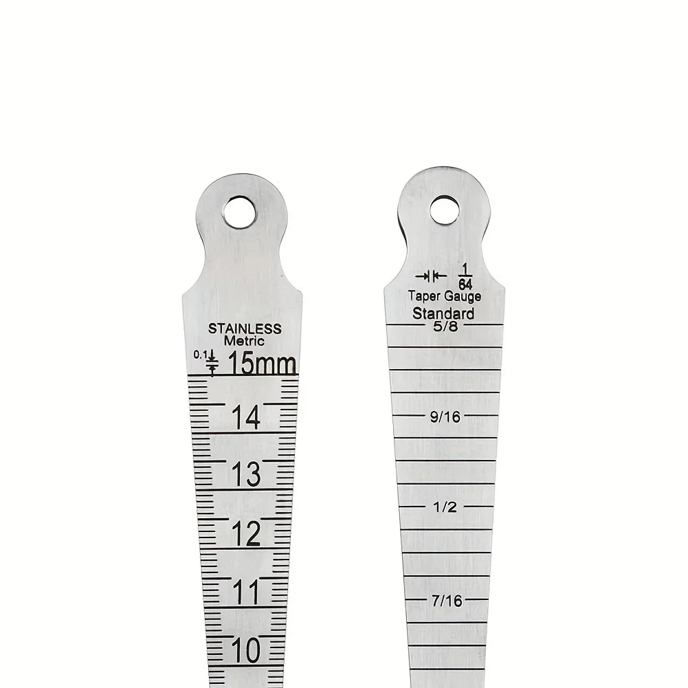 1pc Stainless Steel Wedge Plug Gauge with Double Scale Metric and Imperial Aperture Gauge and Taper Gauge 1-15mm Qme