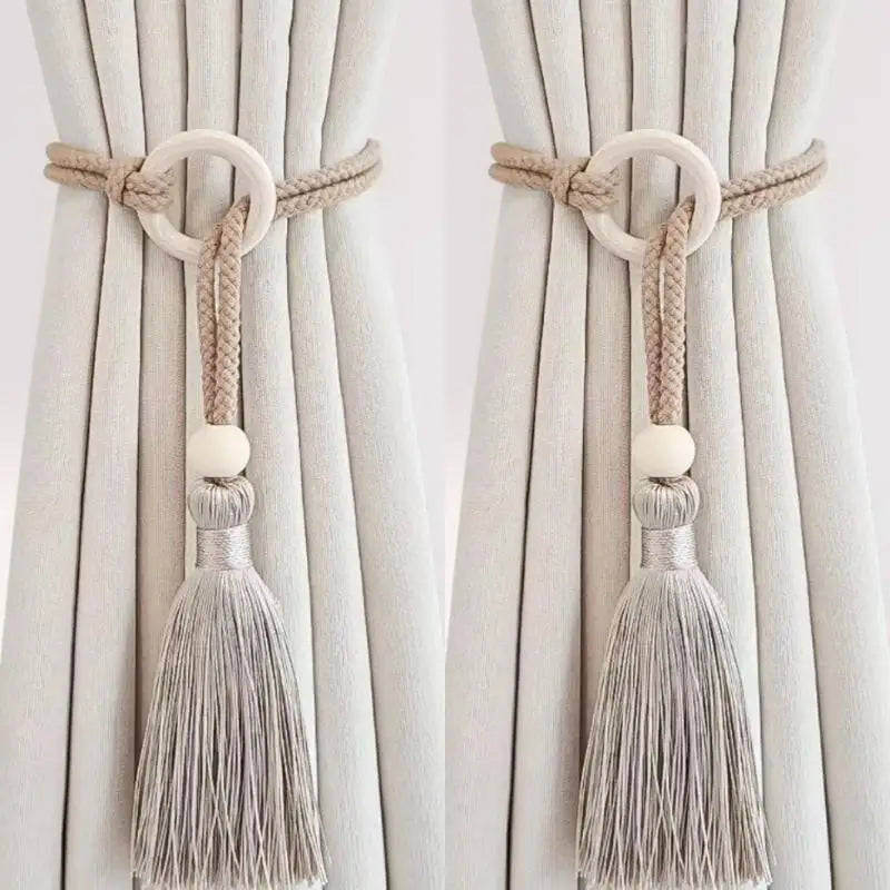 Bohemian Chic Adjustable Cotton Cord Curtain Tie Fringe Hand Woven Qme A6