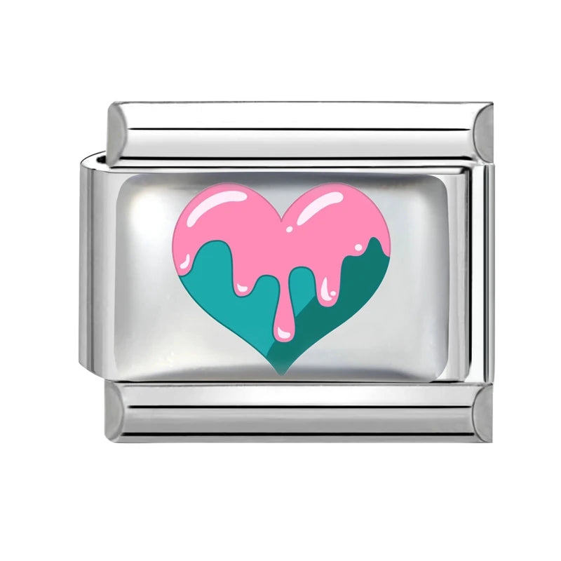 Women Men Fashion Series Pattern Heart Eye Sun Bead Charm Fit Italian
