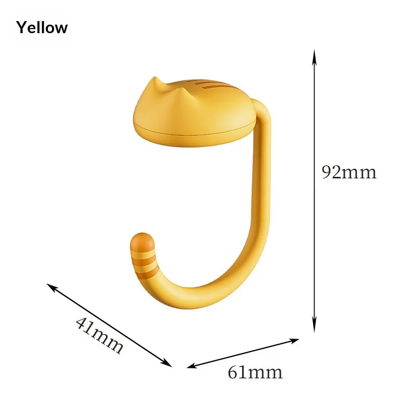 Cat Backpack Hook Desk Edge Hook Dormitory Gadget New Model with No Drilling Holes for Primary School Student Desk Side Hook. Qme YELLOW