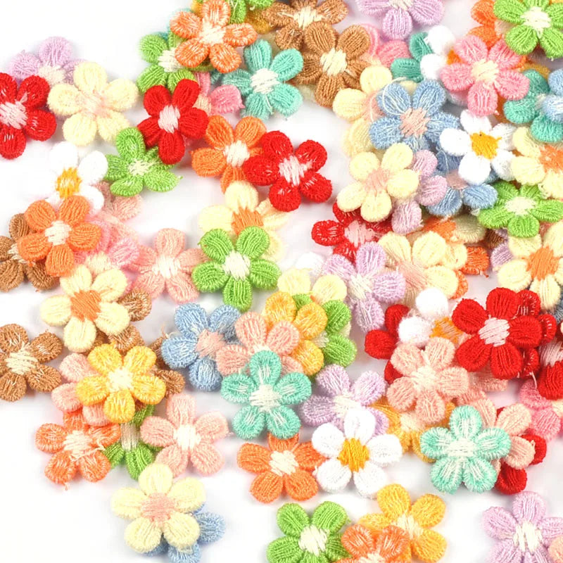 30pcs 16mm Mixed 12color Flower Patches For DIY Clothing Shoes Crafts Sewing Fabric Handmade Material Headwear Accessories c3781 Qme