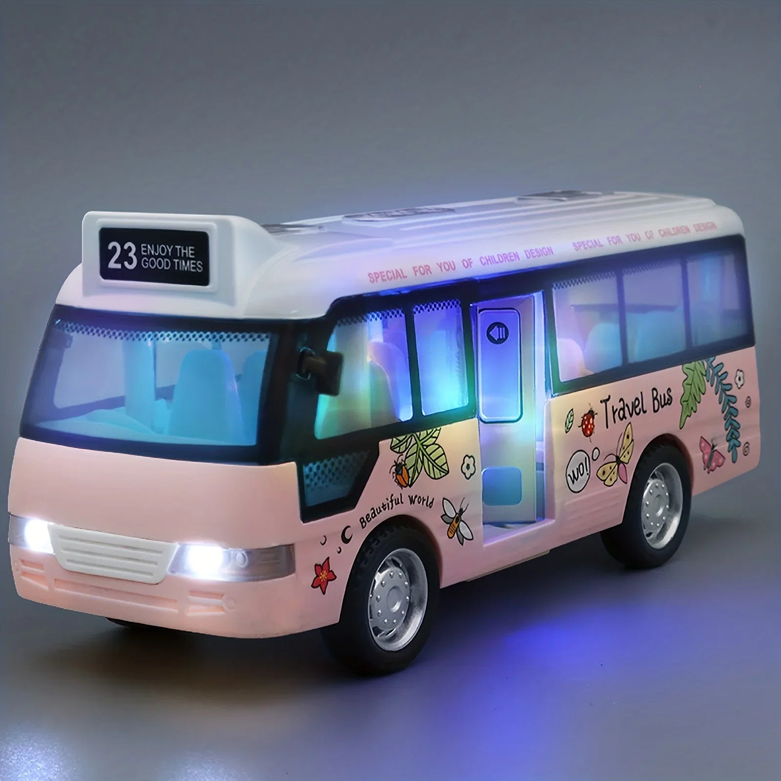 City Bus Toys Cars Die-Cast Plastic Airport Cars For Boys Girls, Pull Back Play Vehicle With Sound, Light Up & Open-able Doors Qme Opp bag 1