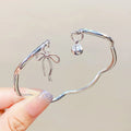 Simple and Irregular Titanium Steel Cute Open bangle Adjustable Butterfly Bell Bowknot Heart Shaped Women's Girl Bracelet Qme Butterfly Bell China Mainland