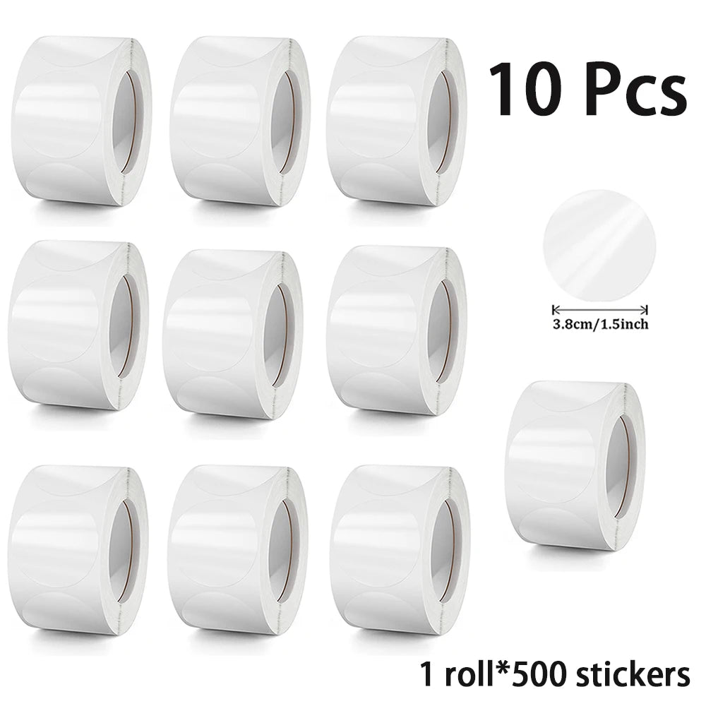 1"/1.5" Round Clear PVC Stickers Crystal Transparent Envelope Tab Sealer Retail Package Clear Seal Self Adhesive Label Sticker Qme 3.8cm - 10 roll B