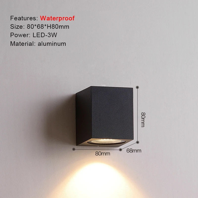 TRAZOS Round Square Modern Wall Lights Garden Porch Ip65 Waterproof Up Down Lighting Outdoor Led Bedroom Lamp Wall Decor Qme 1010 Warm White (2700-3500K)